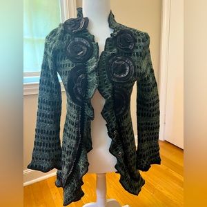 Brocade Jacket with ruffle collar and inlay